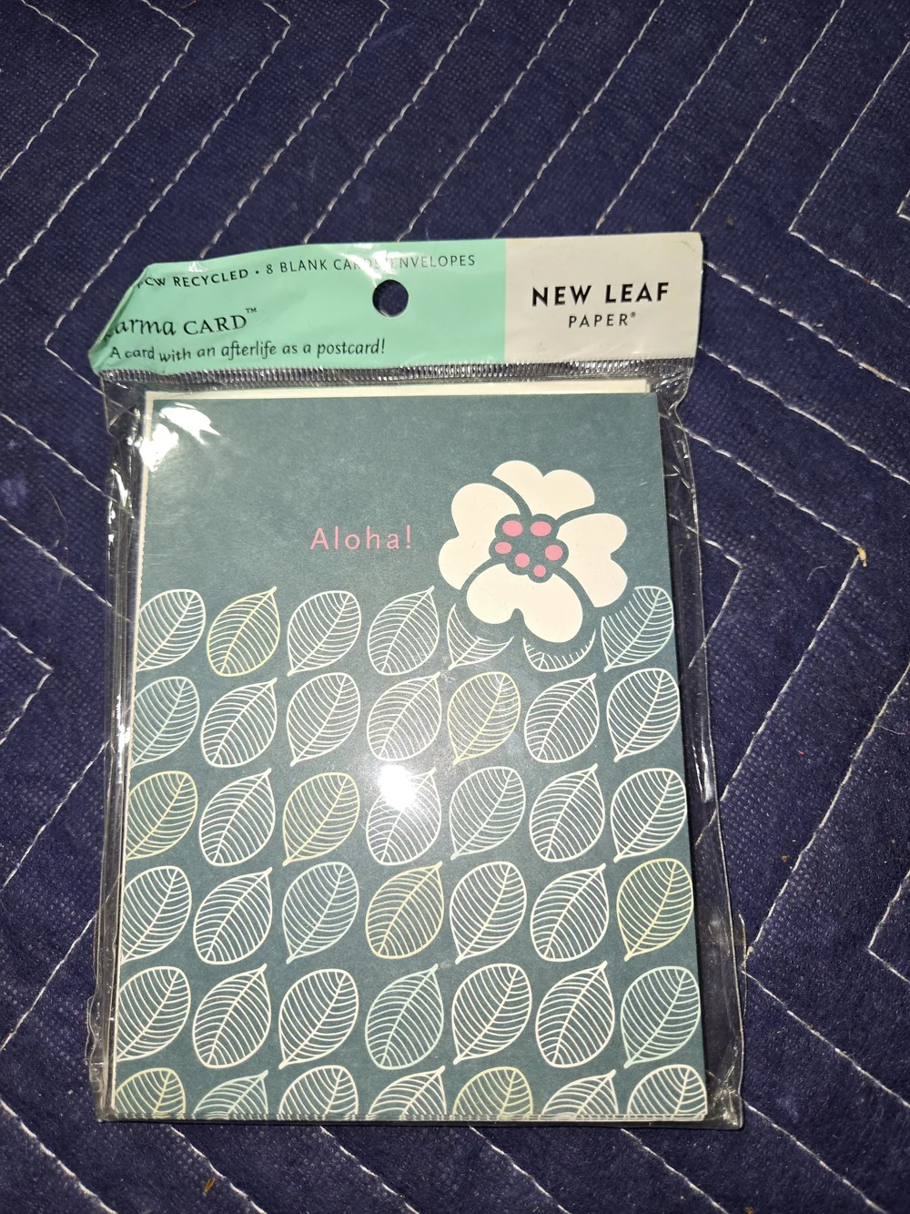 Karma Cards Aloha! Teal Floral Cards with Envelopes - Pack of 8 NEW